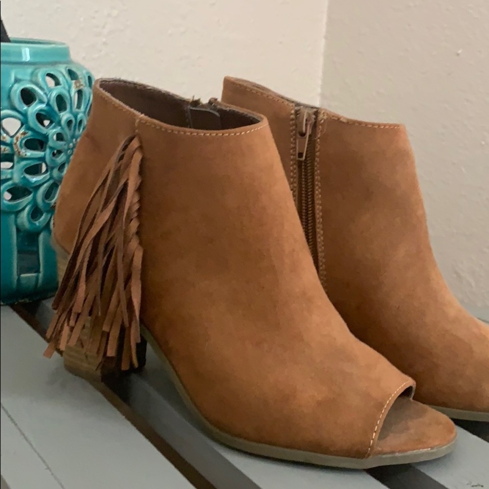 New directions - open toe booties. 7 1/2.